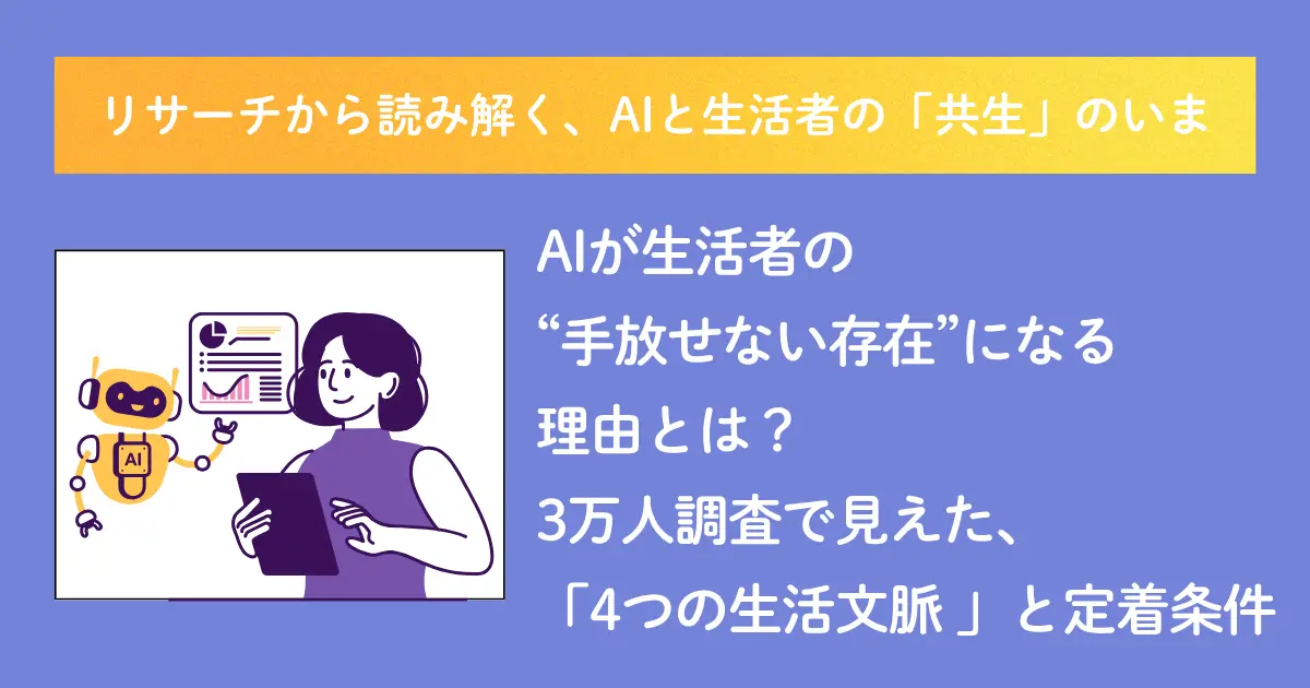 リサーチから読み解く、AIと生活者の「共生」のいま AIが生活者の“手放せない存在”になる理由とは？3万人調査で見えた、「4つの生活文脈」と定着条件